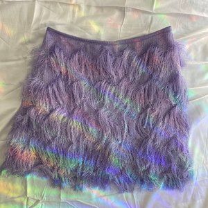 Motel Rocks Lilac Purple Fringe Mini Skirt